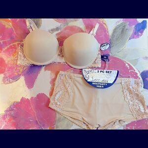 💥 Inteco Intimates 2 pc lace push Up Bras & panty